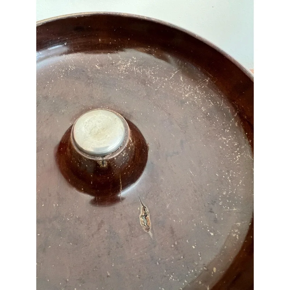 Vintage Wood Nutcracker Bowl with Center Metal Striker (3622)